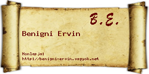 Benigni Ervin névjegykártya