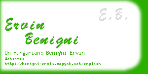 ervin benigni business card
